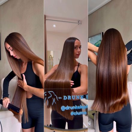 Straightening hair for Pilates💅🏽😋