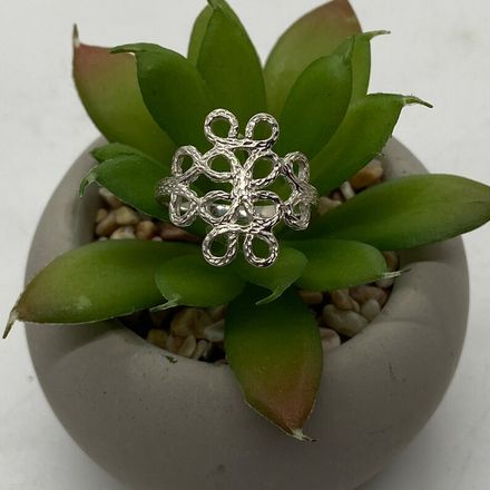 Textured free form loop, Sterling silver ring. 