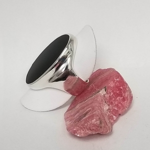 elegant black onyx oval ring sterling silver