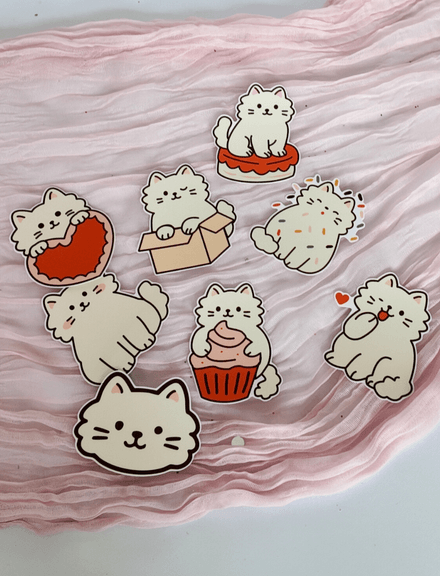 Cute Cat Stickers | Kitty Dessert Stickers | Vinyl Stickers
