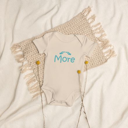 More Organic Cotton Onesie Aqua Letters