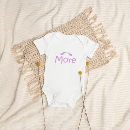 More Organic Cotton Onesie Purple Letters
