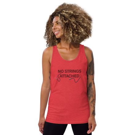 No Strings Attached Boyfriend Tank Top Dark Letters