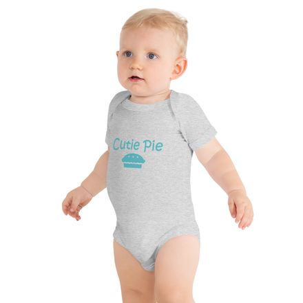 Cutie Pie Short Sleeve Onesie Aqua Letters
