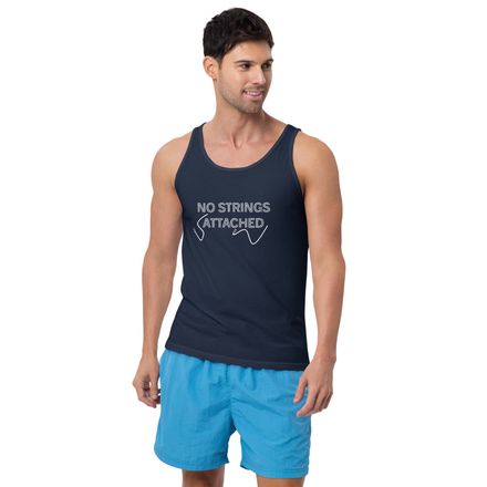 No Strings Attached Boyfriend Tank Top Light Letters