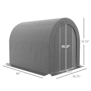 Dark Gray Outdoor Storage Tent with Zippered Door