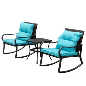 Two-Person Outdoor Rocking Chair Set with Center Table