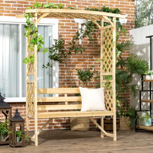 Natural Fir Wood Arbor Garden Bench with Trellis