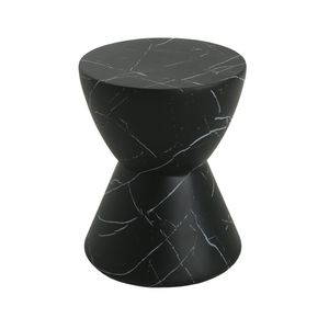 Black Marble-Effect Hourglass Outdoor Side Table