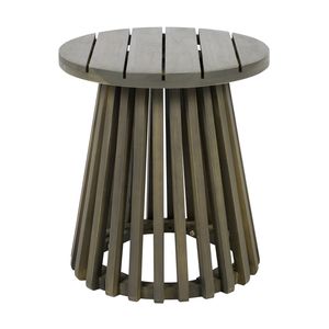 Grey Acacia Wood Round Patio Side Table