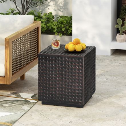 Antique Copper Fluted MGO Outdoor Side Table