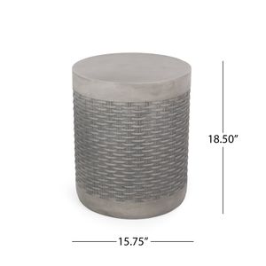 Light Gray Basket-Weave Outdoor Side Table