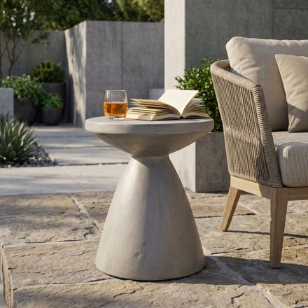 Light Grey Magnesium Oxide Outdoor Side Table