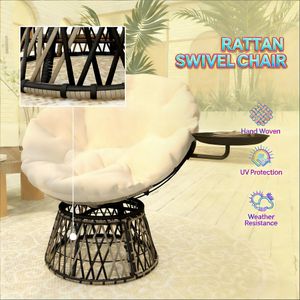 Swivel Papasan Patio Chair with Cushion