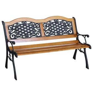 Antique Green Garden Bench with Pine Wood Slats