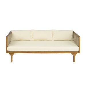 Acacia and Rope Outdoor Sofa with Beige Cushions