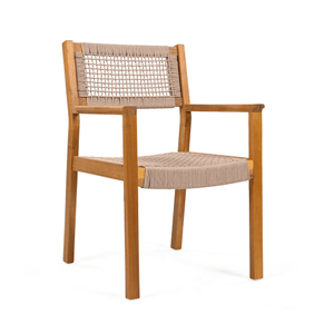 Light Brown Rope Dining Armchairs, Set of 2