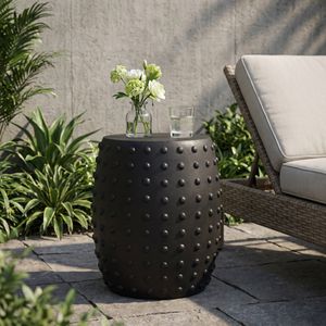 Matte Black Lightweight Concrete Outdoor Side Table