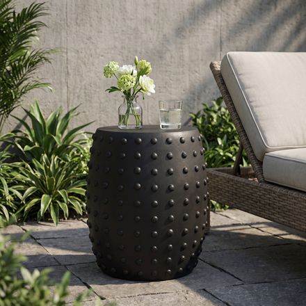 Matte Black Lightweight Concrete Outdoor Side Table