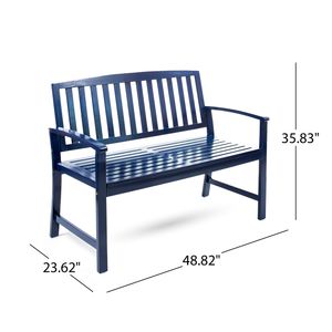 Blue Acacia Wood Outdoor Bench