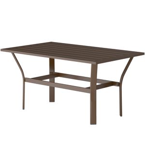 Brown Slatted Metal Outdoor Coffee Table