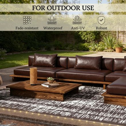 Reversible Geometric Outdoor Area Rug - Olive &amp; Cream