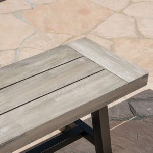 63-Inch Light Gray Acacia Outdoor Bench