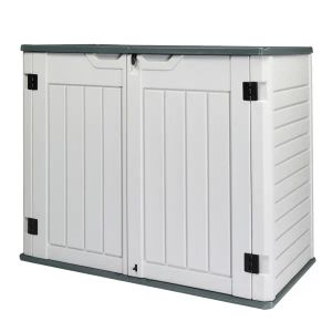 Two-Tone Gray HDPE Outdoor Storage Shed with Double Doors