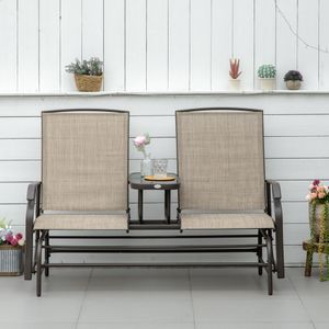 Two-Person Outdoor Glider Bench with Center Table