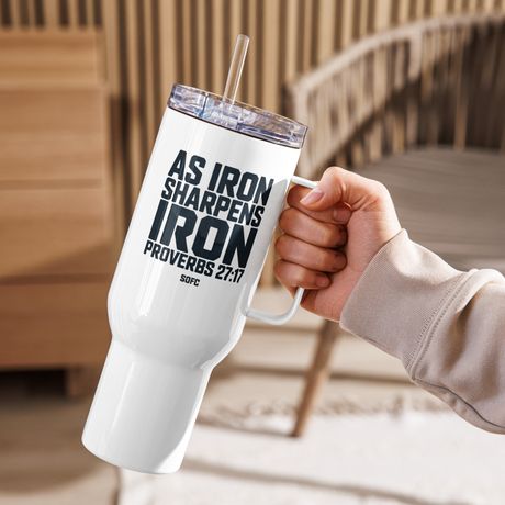 AS IRON SHARPENS IRON PROVERBS 27:17 - 40 oz travel mug