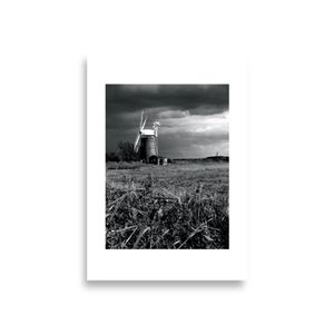 Horsey Windpump Black &amp; White A1 Poster 