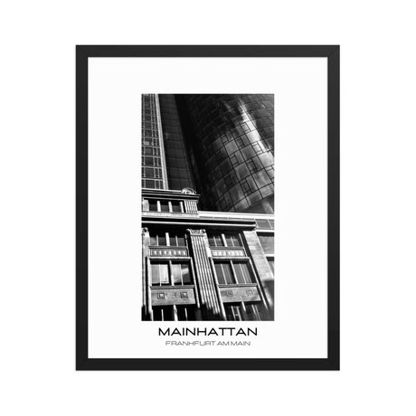 Mainhattan Frankfurt Architectural Abstract Monochrome - Large Framed Poster