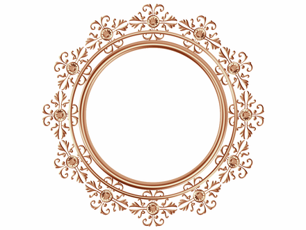 Antique brass (Dark beige) circular frame with matching diamonds