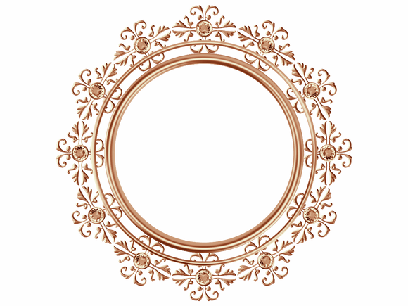 Antique brass (Dark beige) circular frame with matching diamonds