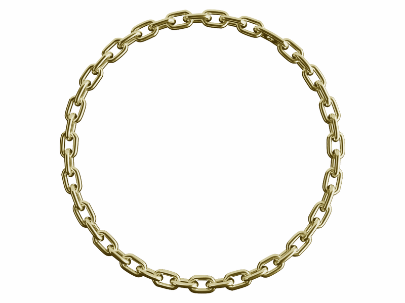 Dark gold (Dark goldenrod) chain circular frame