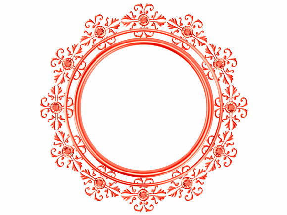 Portland orange (Tomato/Coral red) circular frame with matching diamonds