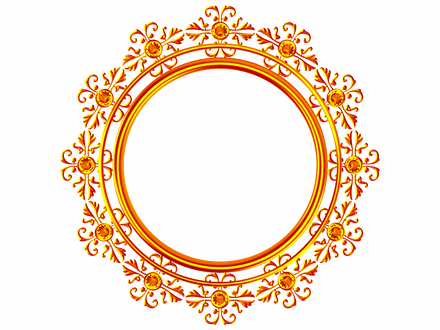 Deep orange circular frame with matching diamonds