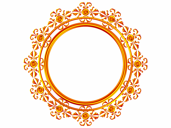 Deep orange circular frame with matching diamonds