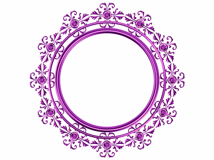 Violet eggplant (Barney purple) circular frame with matching diamonds