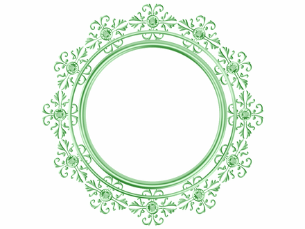 Frog green (Summer green) circular frame with matching diamonds