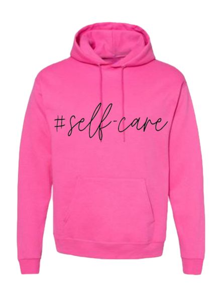 #Self-Care Hoodie Pink
