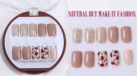 Neutral But Make It Fashion- Press on Nails with Jelly Adhesive