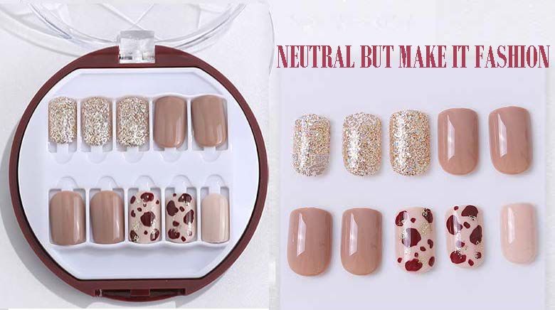 Neutral But Make It Fashion- Press on Nails with Jelly Adhesive