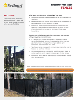 FireSmart Fact Sheet: Fences