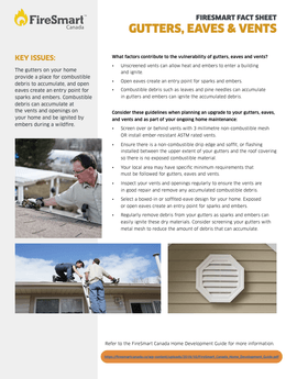 FireSmart Fact Sheet: Gutters, Eaves and Vents