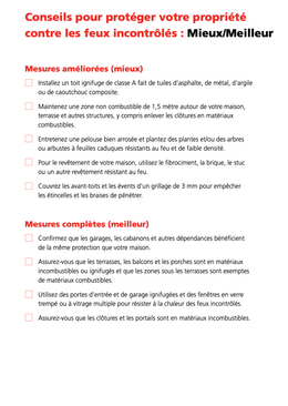 Conseils pour protéger votre propriété contre les feux incontrôlés : Mieux/Meilleur