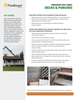 FireSmart Fact Sheet: Decks &amp; Porches