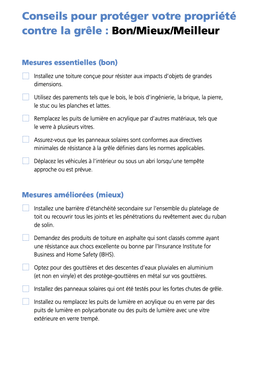 Conseils pour protéger votre propriété contre la grêle : Bon/Mieux/Meilleur