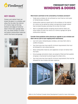 FireSmart Fact Sheet: Windows &amp; Doors