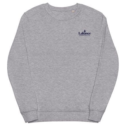 Unisex Organic Sweatshirt - Grey - Embroidered Navy Logo